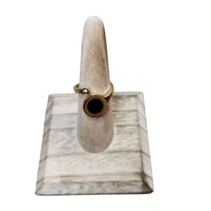 18K Gold Plated Stainless Steel Modern Roman Ring with CZ Stone